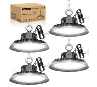 4 Pack 100W Lámpara de Alta Bahía UFO 17000LM Campana led Industrial Regulación 60W/80W/100W IP65 Antipolvo e Impermeable Foco LED 120° Driver Industrial Para Fábricas,Talleres,Garajes,Almacenes