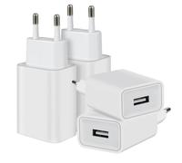 4-Pack 12W Cargador Enchufe USB Charger, 5V/2.4A Carregador USB Cargador Movil Compatible iPhone Samsung Huawei Xiaomi LG