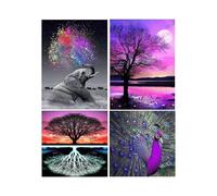 4 Pack 5D Diamond DIY Painting Kits for Adults Kids,Full Drill Crystal Embroidery Painting Cross Stitch Arts Crafts for Home Wall Decor, 11.8 x 15.7 i