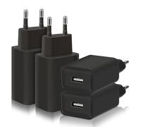 4-Pack 5W Cargador Enchufe USB Charger, 5V/1A Carregador USB Cargador Movil Compatible iPhone Samsung Xiaomi Huawei LG (Negro)