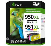 4 Pack 950XL 951XL Cartuchos de Tinta Multipack Compatibles con HP 950 951 XL Cartuchos Officejet Pro 8620 8600 8610 8100 8615 8616 8625 8630 8640 8660 251dw 276dw 271dw
