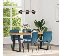 4 Pack Blue Velvet Dining Chairs with Padded Seat and Backrest, Modern Upholstered Side Chairs for Kitchen Dining Room, Sturdy Metal and Wood Frame Structure, Comfortable Home Furniture Set