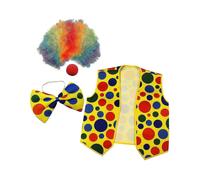 4 Pack Clown Costume-clown Nose Clown Wig Bow Tie And Vest for Cosplay Parties Carnivals Dress Up-