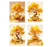 4 Pack Diamond Painting Arbre De La VieDiamant Painting Enfant Pièce D'Or Tableau Perle Diamant, DIY 5D Strass Gemmes Mosaïque Broderie Diamant Kit, Décoration Salon Murale Cadeau Femme 50x70cm z210f
