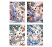 4 Pack Diamond Painting LapinDiamant Painting Enfant Carotte Tableau Perle Diamant, DIY 5D Strass Gemmes Mosaïque Broderie Diamant Kit Complet Point de Croix, Décoration Murale Femme 55x70cm z220f