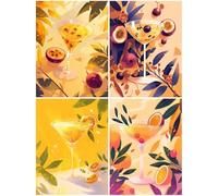 4 Pack Diamond Painting Otoño 30x40cm, Diamond Painting Adultos Niños Cóctel, Punto de Cruz Diamante Bordado Pintura con Diamantes Kit, 5D DIY Manualidades para Adultos Cuadro para Decoración S232-Y