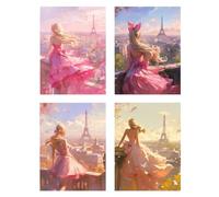 4 Pack Diamond Painting ParisDiamant Painting Enfant Beauté Tableau Perle Diamant,DIY 5D Strass Gemmes Mosaïque Broderie Diamant Kit Complet Point de Croix,Décoration Salon Murale Femme 40x55cm z232f