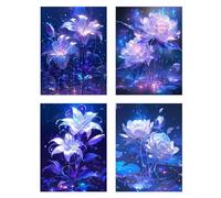 4 Pack Diamond Painting UsineDiamant Painting Enfant Fleur Tableau Perle Diamant, DIY 5D Strass Gemmes Mosaïque Broderie Diamant Kit Complet Point de Croix, Décoration Salon Murale Femme 50x70cm z114f