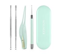 4 Pack Ear Wax Removal Tool Kit with Light, Ear Pick Ear Cleaning Tools Set for Kids and Adults, Ear Picks Digger & Tweezers & Spiral Spring Ear Spoon