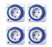 4-Pack ELRO TI1000 Interruptor horario mecánico/Reloj conmutador | Compacto | Tiempo de conmutación de 15 Minutos | hasta 3600W | Uso en Interiores