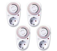 4-Pack ELRO TI1500 Temporizador mecánico | Compacto | Tiempo de conmutación de 15 Minutos | hasta 3600W | Interior