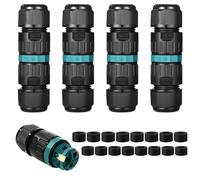 4 Pack Empalmes Cables Electricos de 3 pines，Empalmes Cables Electricos Estancos，IP68,Empalmes Cables Electricos Estancos Ø5-10mm，Apto para jardines, zonas exteriores, suelos, tejados (2 vías)