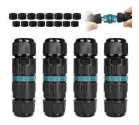 4 Pack Empalmes Cables Electricos IP68,Práctico,Conector de cable resistente al agua IP68 de 3 pines,manguito de conexión Ø5-10mm,Apto para jardines,suelos,tejados(3 pines 4p)