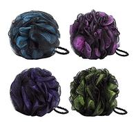 4 Pack Esponja de ducha de baño JollyJelly Malla de baño Loofahs Doble malla de cepillo de depurador corporal para mujeres Los hombres exfolian la piel limpia calmar la piel (Mix -4 Pack)