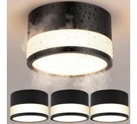 4 Pack Focos Superficie Negros Salon Bano, Aplique Techo Led Cilindrico, IP44 Foco Interior Pasillo Techo Pequeno, 12W Ojo De Buey Led Superficie, Holofote Pretos, 10cm Black Surface Mounted Spotlight