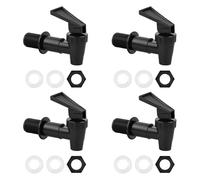 4 Pack Grifo Dispensador De Agua Reutilizable para Garrafa, Zumo, Café - Grifos De Repuesto para Dispensador - Negro