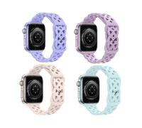 4 Pack Lace Leather Strap Compatible with Apple Watch 38/40/41mm Women Men, iWatch Bands Slim Thin Hollow-Out with Classic Clasp for iWatch Series SE/