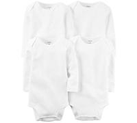 4-Pack Long Sleeve Bodysuits - White, size 3 months
