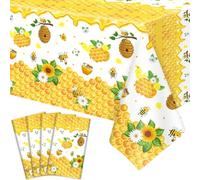 4 Pack Mantel Feliz Día de la Abeja - Rectángulo Miel Abejorro Tema para Baby Shower y Fiesta de Cumpleaños - Decoraciones 51 x 86 Pulgadas