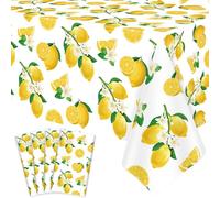 4 Pack Mantel Rectángulo de Limón para Fiesta de Verano - 51 x 86 - Tema Limón para Cumpleaños, Picnic, Primavera - Decoraciones de Mesa