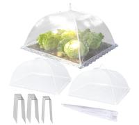 4-Pack Mesh Plant Covers with 16 Ground Pegs, Outdoor Pop-Up Reusable Mesh Plant Protectors For Vegetable Seedlings Herbs and Strawberries, Fine Mesħ Netting For Comprehensive Protection, 1-Pack