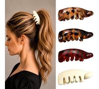 4 Pack Non Slip Banana Hair Clips for Women,Mini Non Slip Banana Hair Clip Set, Tortoise Shell Hair Accessories for Ponytails, Fine Hair, Curly Hair and Everyday Styling (Color-03)