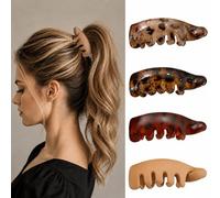 4 Pack Non Slip Banana Hair Clips for Women,Mini Non Slip Banana Hair Clip Set, Tortoise Shell Hair Accessories for Ponytails, Fine Hair, Curly Hair and Everyday Styling (Color-02)