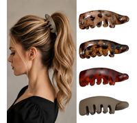4 Pack Non Slip Banana Hair Clips for Women,Mini Non Slip Banana Hair Clip Set, Tortoise Shell Hair Accessories for Ponytails, Fine Hair, Curly Hair and Everyday Styling (Color-04)