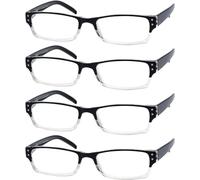 4-Pack primavera bisagras rectangular gafas de lectura Incluye reproductores de sol. NERO-4pcs ALL CLEAR LENS Talla única