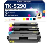 (4 Pack) TK-5290 Cartucho de Tóner de Alto Rendimiento para Kyocera ECOSYS P7240cdn Impresoras, 17000 Páginas,BCMY-1 Pack