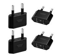 4 Packs Adaptador de Viaje USA a UE, Convertidor de Enchufe Americano a Europeo/Alemán 2 Pines, para América, Canadá, México, España, Egipto