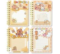 4 Packs Capybara Mini Wirebound Notebooks With Capybara Sticky Notes, A7 Cute Waterproof Pocket Notepads Journal Memo Pads and Self-Sticky Tabs for Kids Birthday Gifts Stocking Stuffers School Rewards