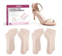 4-Pair Shoe Insoles for High Heels Sandals Women - Welnove 3/4 High Heel Cushions Prevent Foot Slid Forward - Soft Invisible Inserts Absorb Shock Foot Pain Fatigue Relief Daily Use Party Travel (S)