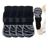 4 Paires de Chaussettes Antidérapantes pour Chien, Design Pattes de Tigre Noir, Taille L (7.5x18cm), Protection des Pattes pour Usage Intérieur et Extérieur, pour Chiens de Petite et Moyenne Taille