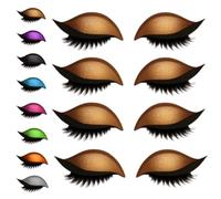 4 Pairs Lazy Eye Shadow Eyelash Patch, Eye Shadow Eyelashes Makeup Stickers, 2-in-1 Reusable Eye Makeup Stickers with False Lashes & Shadow (#7)