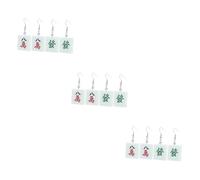 4 Pairs Vintage Ear Studs for Women Trendy Charm Mahjong Lucky Novelty Earrings Dice Fashion Plastic Miss