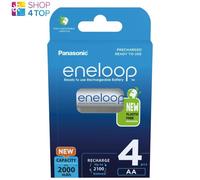 eneloop, Pilas Recargables AA/Mignon, Paquete de 4, Capacidad de mín. 2000 mAh, Pilas Ni-MH, Listas para Usar, Recargables hasta 2000 Veces, Embalaje sin plástico, Standard, Blancas