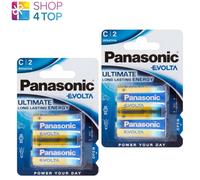 4 PANASONIC EVOLTA C BATTERIES ALKALINAS MÁXIMA DURACIÓN ENERGÍA 2BL 2030