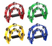 4 panderetas de plástico de media luna de 9 pulgadas para adultos, pandereta de percusión para iglesia, instrumentos musicales, pandereta para fiesta escolar, baile, concierto (media luna (paquete de