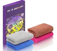 4 paños exfoliantes y esponjas de red africana para una limpieza profunda y una piel suave como la seda, malla de larga duración y de secado rápido (marrón, morado, azul, gris)