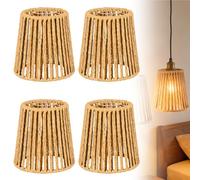 4 pantallas de lámpara bohemia, 14 x 14 x 10 cm, ratán bohemio, pantalla pequeña, E26 E27, pantalla de papel de repuesto, accesorios para lámpara de pie, lámpara de mesa, lámparas colgantes