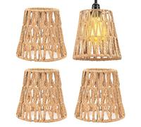 4 pantallas para lámparas Boho, 15 x 15,8 x 4 cm, pantalla de ratán bohemio, pequeña, E26 E27, pantalla de papel, accesorio para lámpara de mesa, lámpara colgante, pantallas colgantes