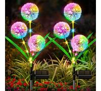 4 paquete de luces de jardín solar Decoración: luces al aire libre mejoradas - Luz de flor de diente de león colorida - luces solar brillantes con 36 LED para mujeres Regalos de la madre Decoraciones