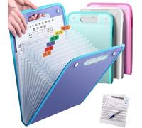 4 Paquetes de 13 Bolsillos por Carpeta Organizadora Expansible, Carpeta Clasificadora A4,Organizador de Documentos A4 en Acordeón Carpetas Expansibles para Papeleo con Cierre de Botón Doble, Carpetas