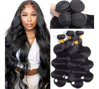 4 paquetes de cabello virgen brasileño ondulado, grado 10A, cabello humano virgen sin procesar, color natural (18, 20, 22, 24 pulgadas)