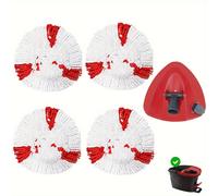 4 Paquetes de Cabezales de Repuesto para Fregona Compatibles con Fregonas de 1 Depósito - Cabezales de Repuesto EasyWring Spin Mop - 1 Base para Fregona, Recambios de Microfibra