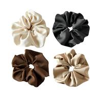 4 paquetes de coleteros de satén gigantes de seda que no dañan el pelo, grandes coleteros para mujer, coleteros grandes elásticos de seda para coletas de caballo