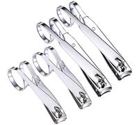 4 Paquetes de Cortaúñas de Agarre Fácil Tijera de Cabeza Giratoria de 360 Grados Cortaúñas de Agarre Cortaúñas de Borde de Acero Inoxidable, Largo y Pequeño (Estilo de Agarre Fácil)