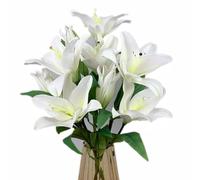 4 paquetes de lirio de tigre artificial - para boda, hogar, fiesta, jardín, tienda, oficina, decoración de flores artificiales (blanco)