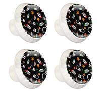 4 paquetes de pomos para cajones de cosmonautas de naves espaciales negras de 35 mm, tiradores para cocina, baño, armario